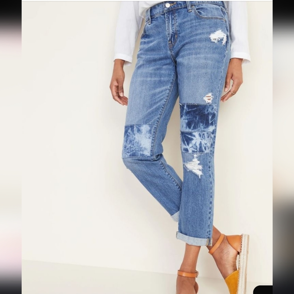 Old Navy Tie Dye Patchwork Boyfriend Jean Size 6
